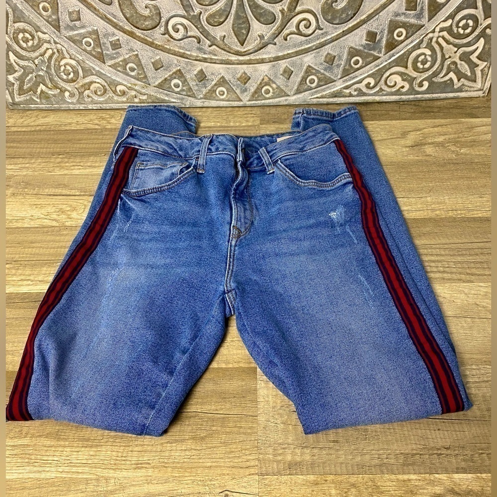Mavi Jeans Blue & Red Stripe on Sides Tess High Rise Skinny Jeans Size 27